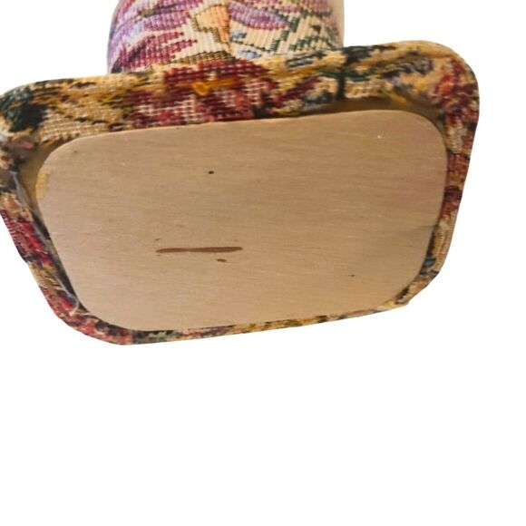 VINTAGE Eyeglasses Holder‎ Tableside Lined In Faux Fur Floral Brocade - Picture 4 of 8